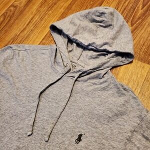 Polo Ralph Lauren Hoodie‎ Men Medium Gray Long Sleeve Pullover Preppy